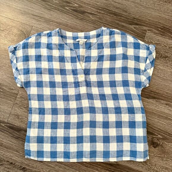 L.L Bean Signature Linen Split-Neck Shirt - Picture 1 of 5